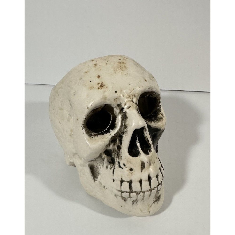 Vintage Tilso Japan Ceramic Skull Candle Holder Ashtray Halloween Holiday Spooky